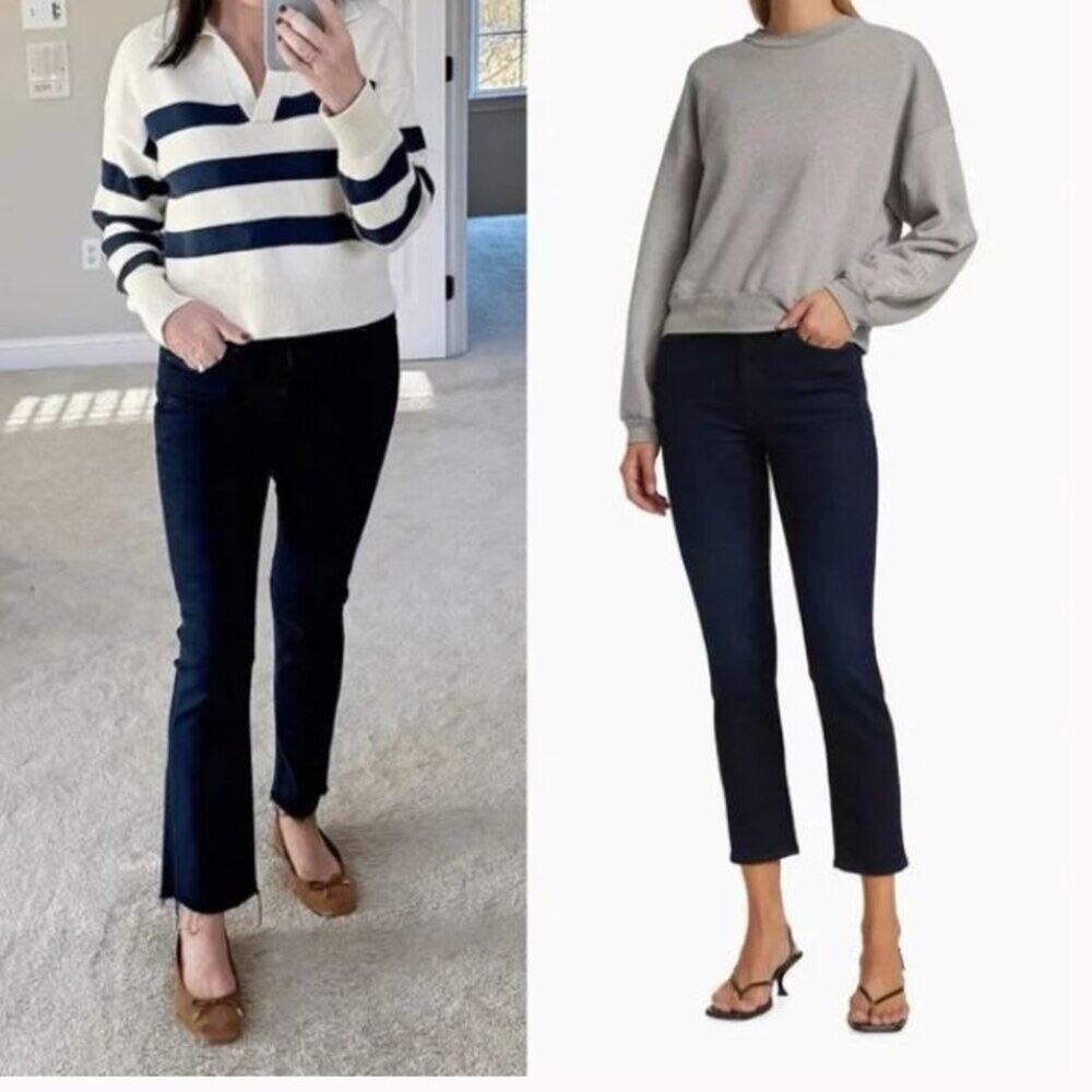 Mother The Mid Rise Dazzler Ankle Fray Jeans  Holding Hands Sz 31